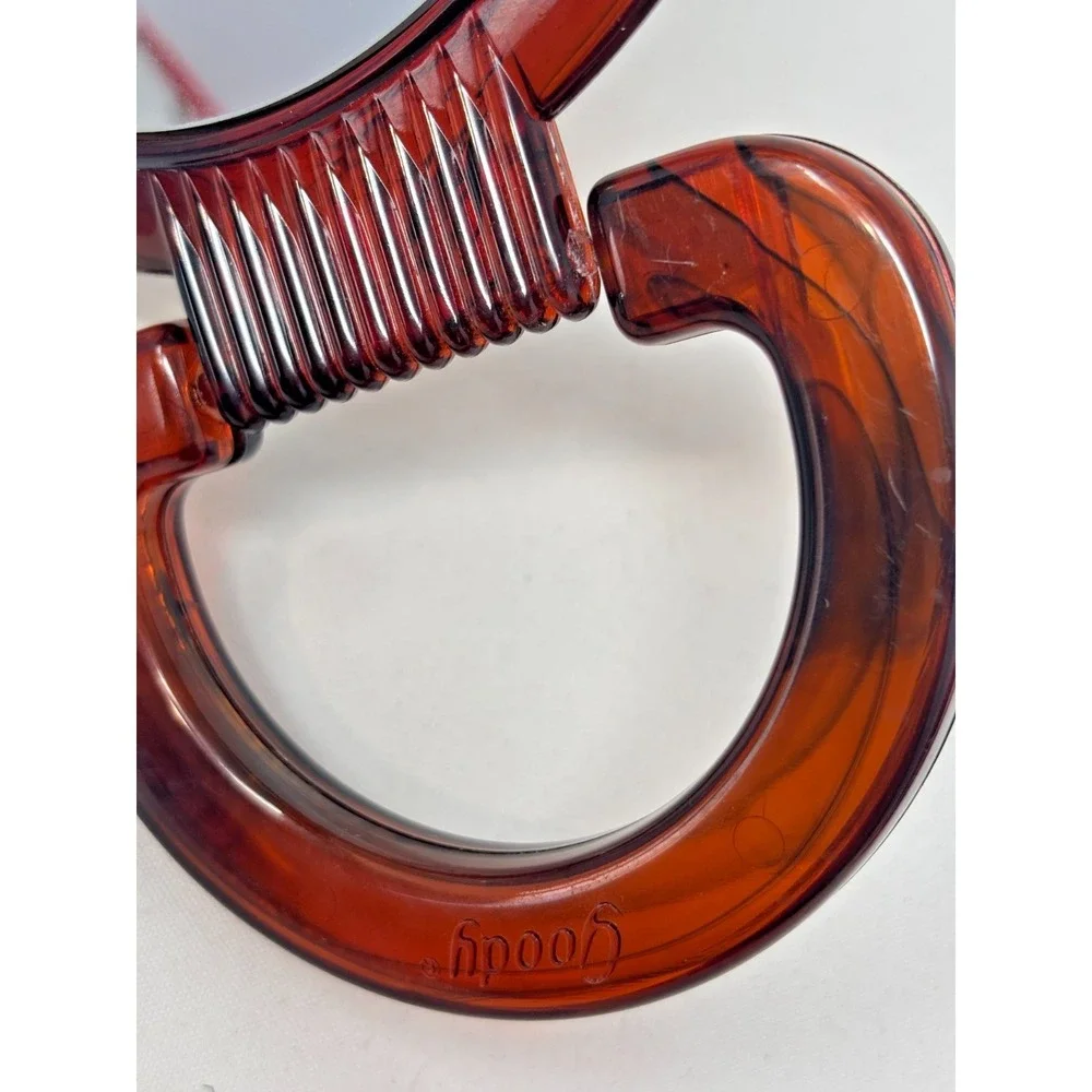 VTG Goody Tortoise Shell Fun Hand Mirror Round Plastic Vanity